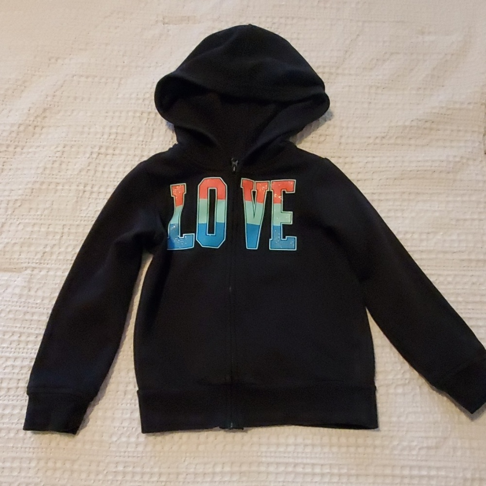 Size 4, LOVE zip-up hoodie